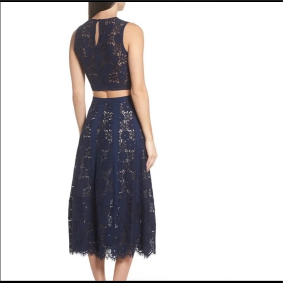 Foxiedox Atiqah Two Piece Maxi Dress Navy Lace NWT - Picture 2 of 4